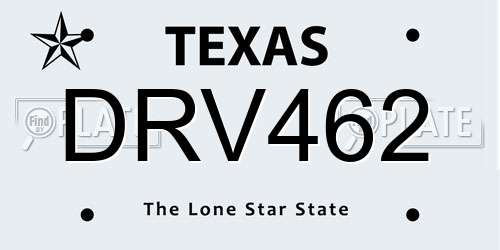 DRV462 Texas License Plate