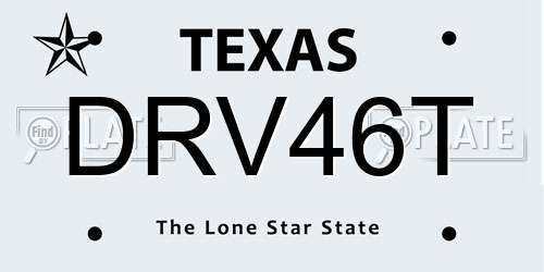 DRV46T Texas License Plate