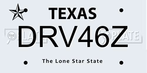 DRV46Z Texas License Plate