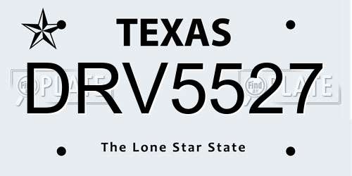 DRV5527 Texas License Plate