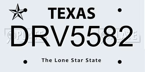 DRV5582 Texas License Plate