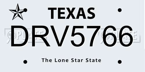 DRV5766 Texas License Plate