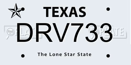 DRV733 Texas License Plate