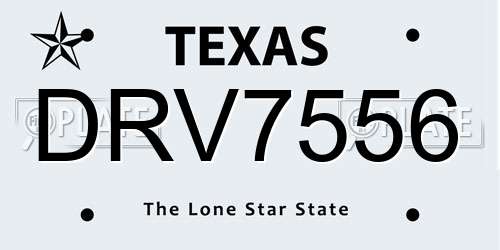 DRV7556 Texas License Plate