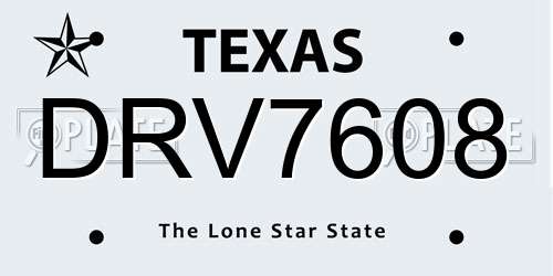 DRV7608 Texas License Plate