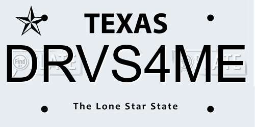 DRVS4ME Texas License Plate