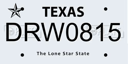 DRW0815 Texas License Plate