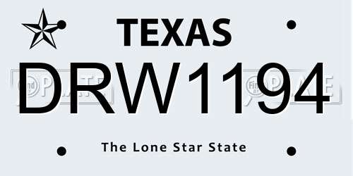 DRW1194 Texas License Plate