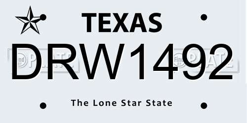 DRW1492 Texas License Plate