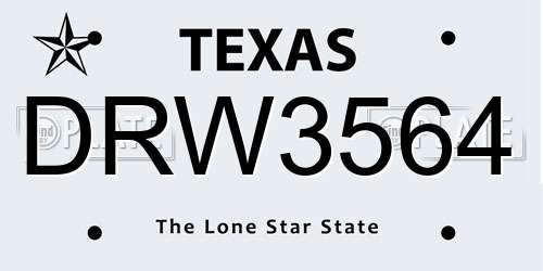 DRW3564 Texas License Plate