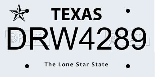 DRW4289 Texas License Plate
