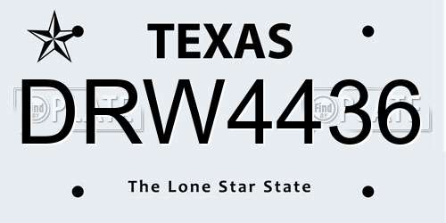DRW4436 Texas License Plate