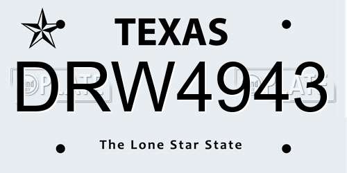 DRW4943 Texas License Plate