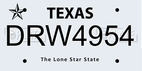 DRW4954 Texas License Plate