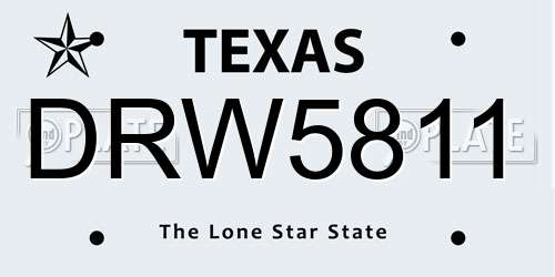DRW5811 Texas License Plate