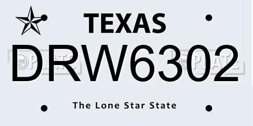 DRW6302 Texas License Plate