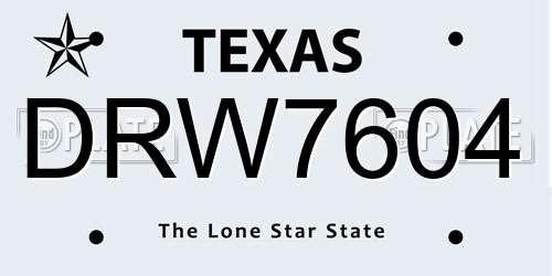 DRW7604 Texas License Plate