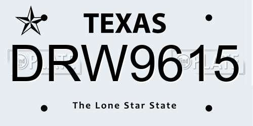 DRW9615 Texas License Plate