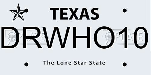 DRWHO10 Texas License Plate