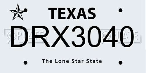 DRX3040 Texas License Plate