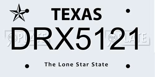 DRX5121 Texas License Plate