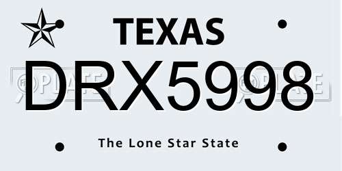 DRX5998 Texas License Plate