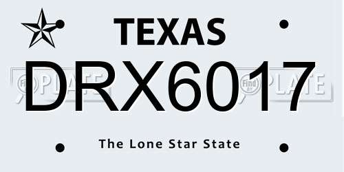 DRX6017 Texas License Plate