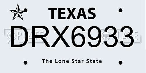 DRX6933 Texas License Plate