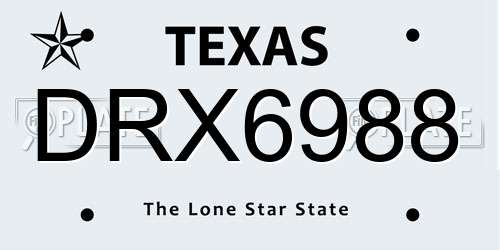 DRX6988 Texas License Plate