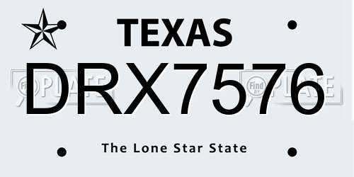 DRX7576 Texas License Plate