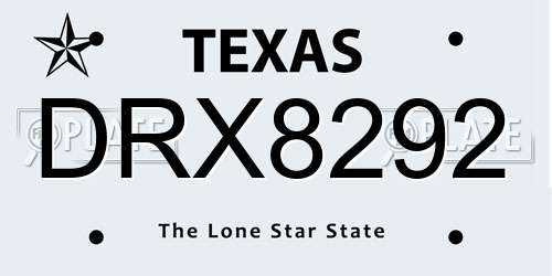 DRX8292 Texas License Plate