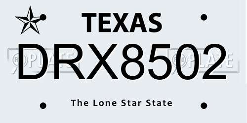 DRX8502 Texas License Plate