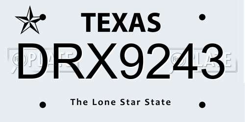 DRX9243 Texas License Plate