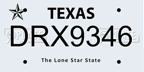 DRX9346 Texas License Plate