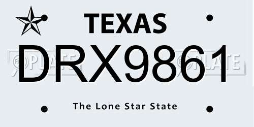 DRX9861 Texas License Plate