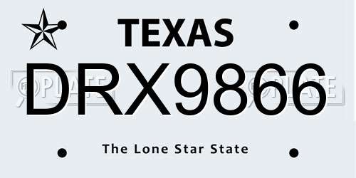 DRX9866 Texas License Plate