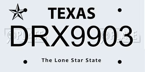 DRX9903 Texas License Plate