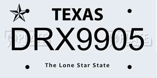 DRX9905 Texas License Plate