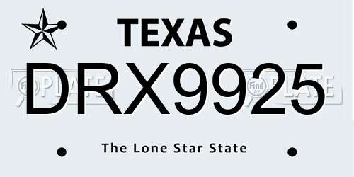 DRX9925 Texas License Plate