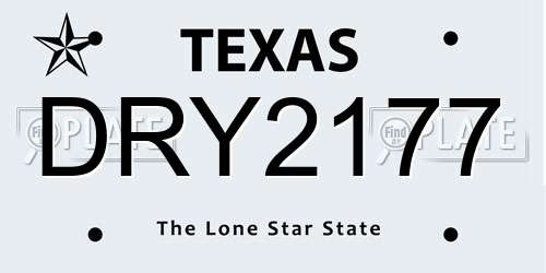 DRY2177 Texas License Plate
