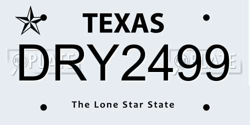 DRY2499 Texas License Plate