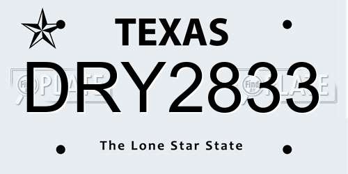 DRY2833 Texas License Plate