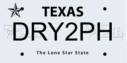 DRY2PH Texas License Plate