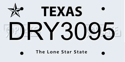 DRY3095 Texas License Plate