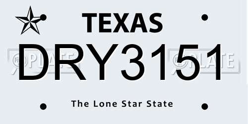 DRY3151 Texas License Plate