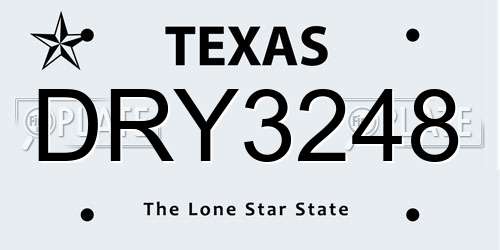 DRY3248 Texas License Plate