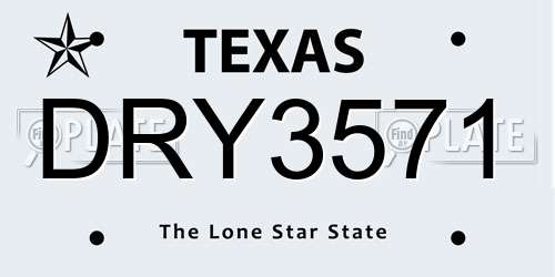DRY3571 Texas License Plate