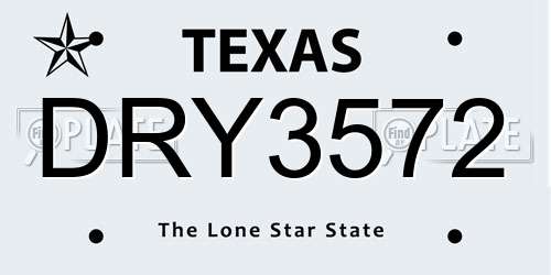 DRY3572 Texas License Plate