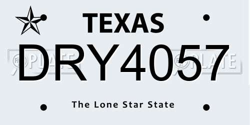 DRY4057 Texas License Plate
