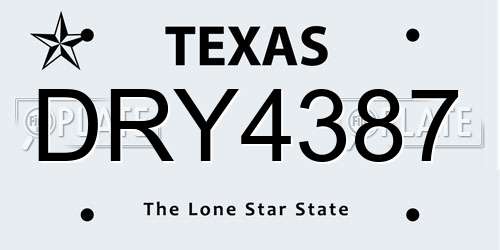 DRY4387 Texas License Plate